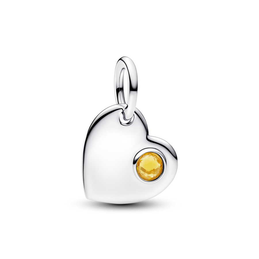 November Engravable Heart Honey Stone Dangle Charm