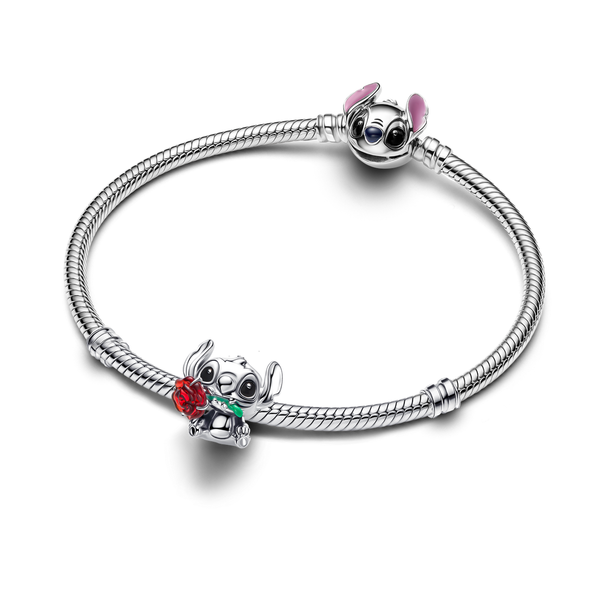 Disney Stitch Rose Murano Glass Charm