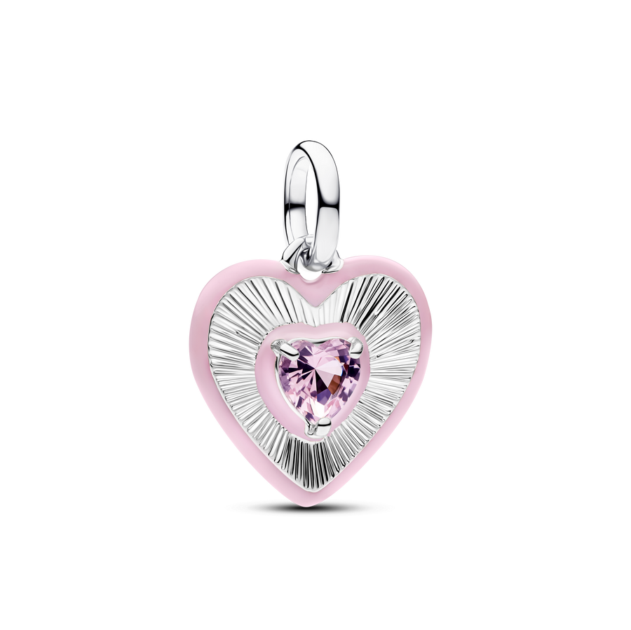 Radiating Pink Heart Medallion Charm