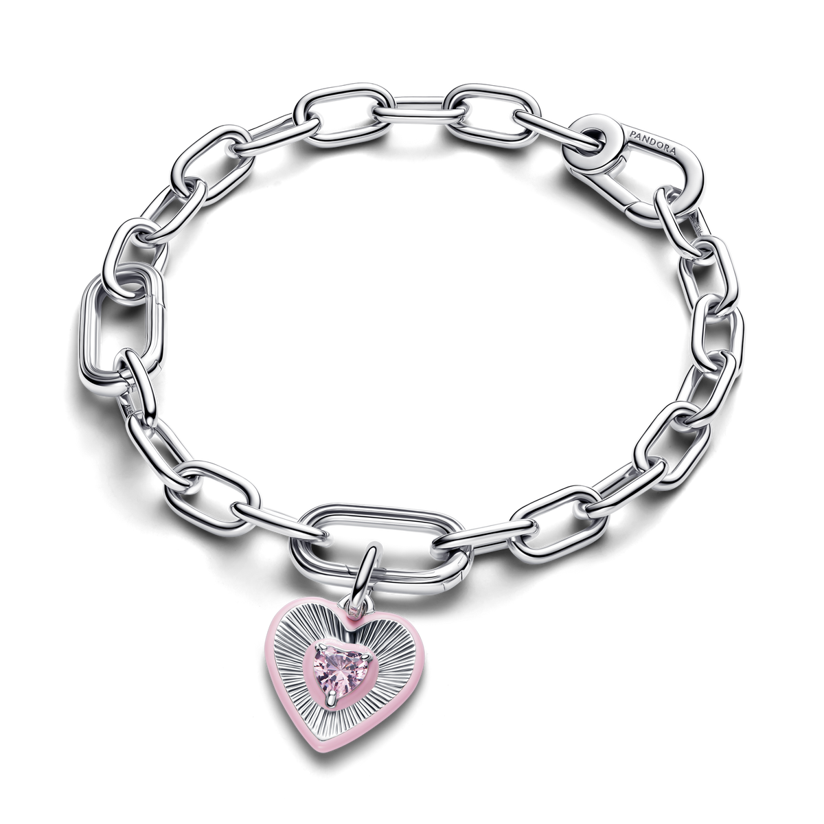 Radiating Pink Heart Medallion Charm