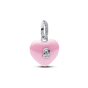 Pink Ceramic Heart Padlock Dangle Charm