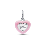 Pink Ceramic Heart Padlock Dangle Charm