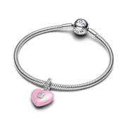 Pink Ceramic Heart Padlock Dangle Charm