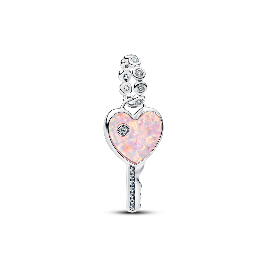 Opalescent Heart Key Dangle Charm