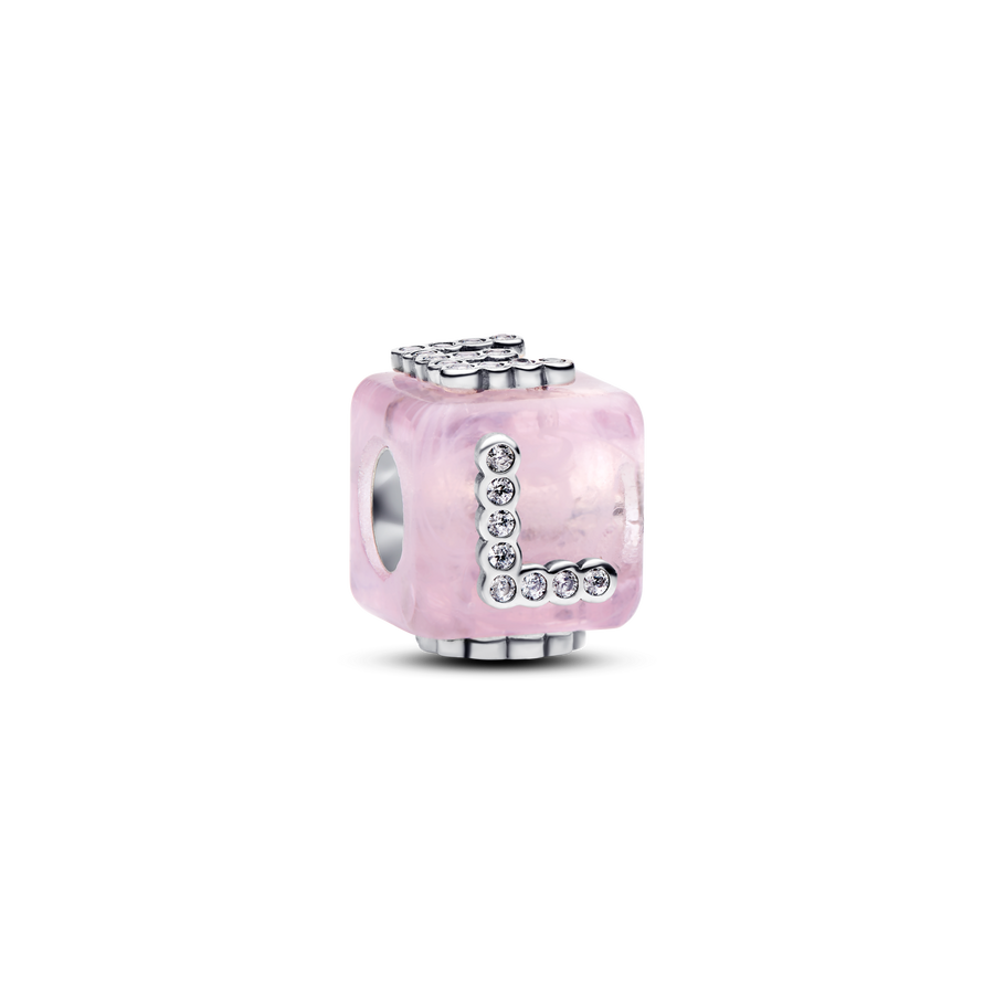 Pink Murano Glass Love Cube Charm
