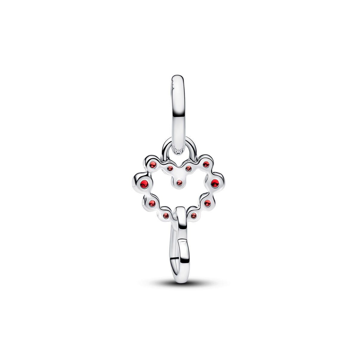 Connected Hearts & Red Stones Dangle Charm