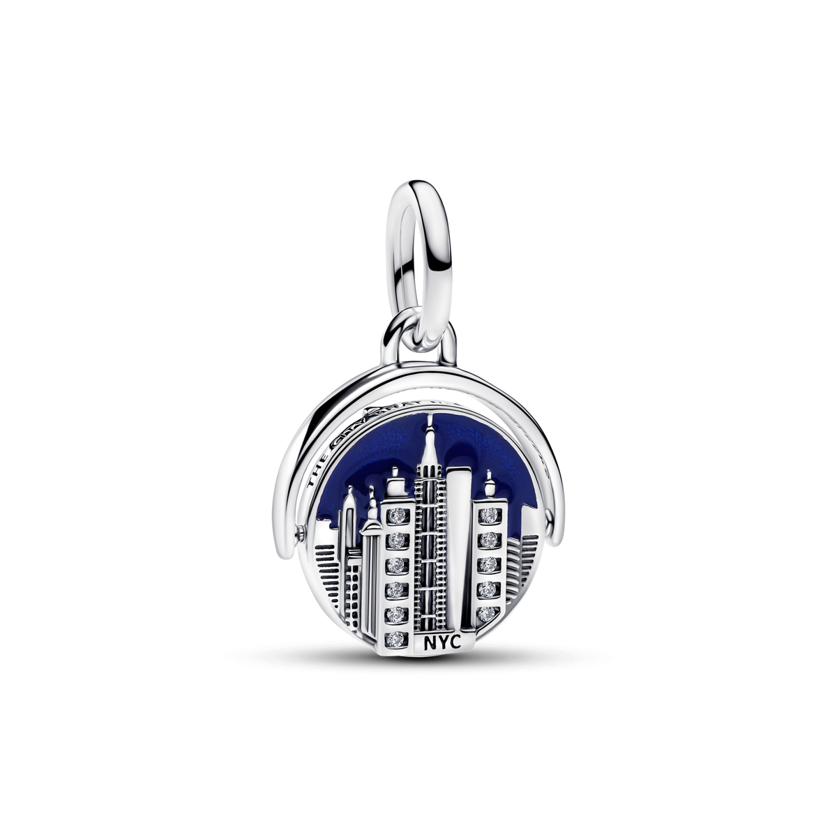 Spinnable New York Skyline Dangle Charm 