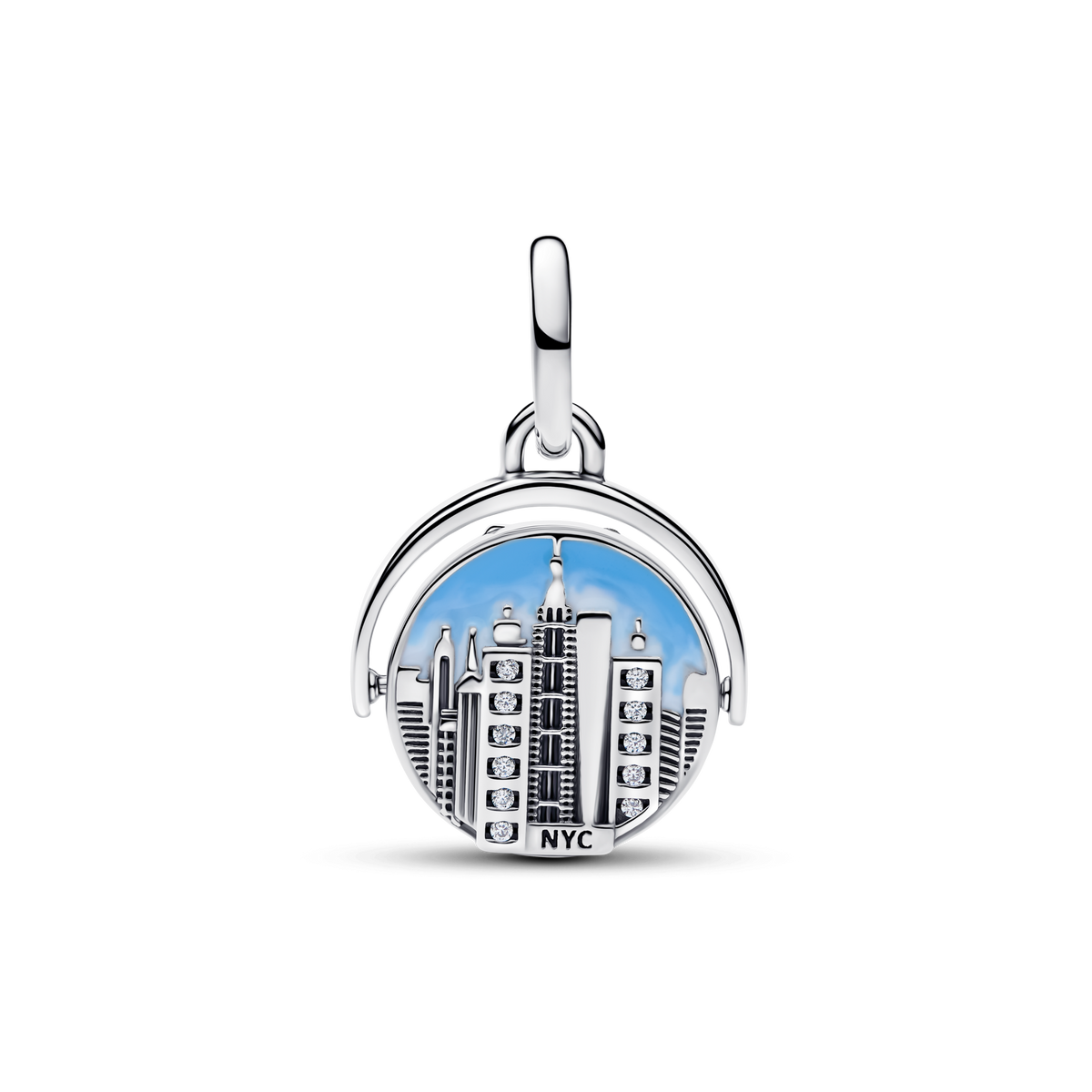 Spinnable New York Skyline Dangle Charm 