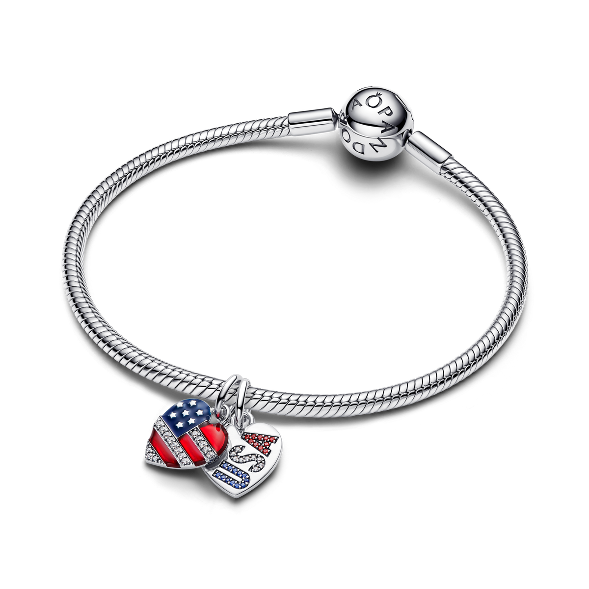 Engravable USA Hearts Splittable Dangle Charm