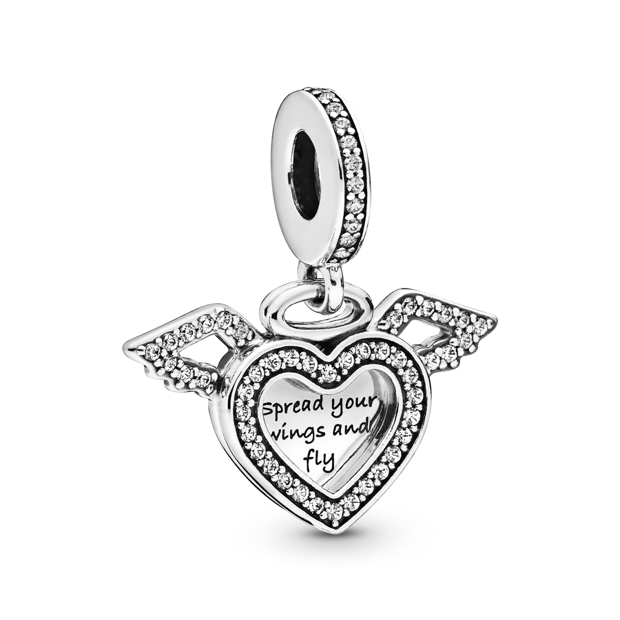 Heart and Angel Wings Dangle Charm