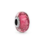 Wavy Fancy Pink Murano Glass Charm