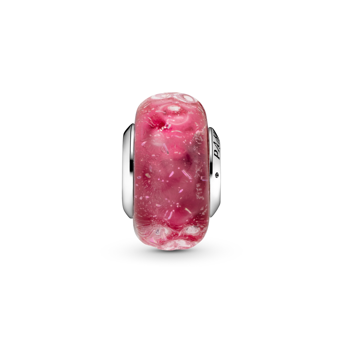 Wavy Fancy Pink Murano Glass Charm