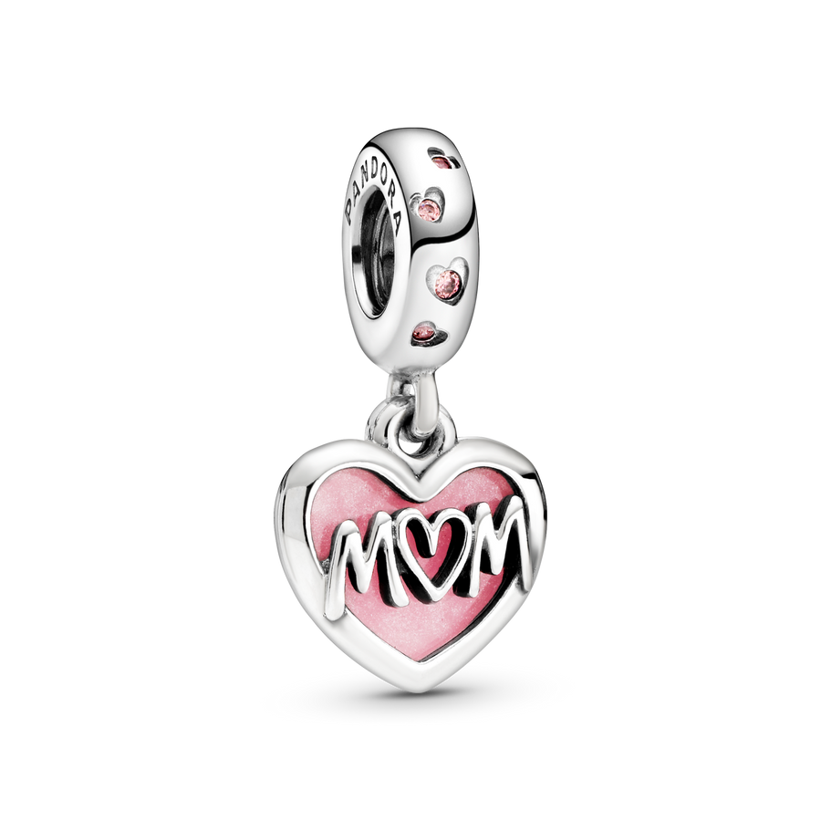 Mom Script Heart Dangle Charm