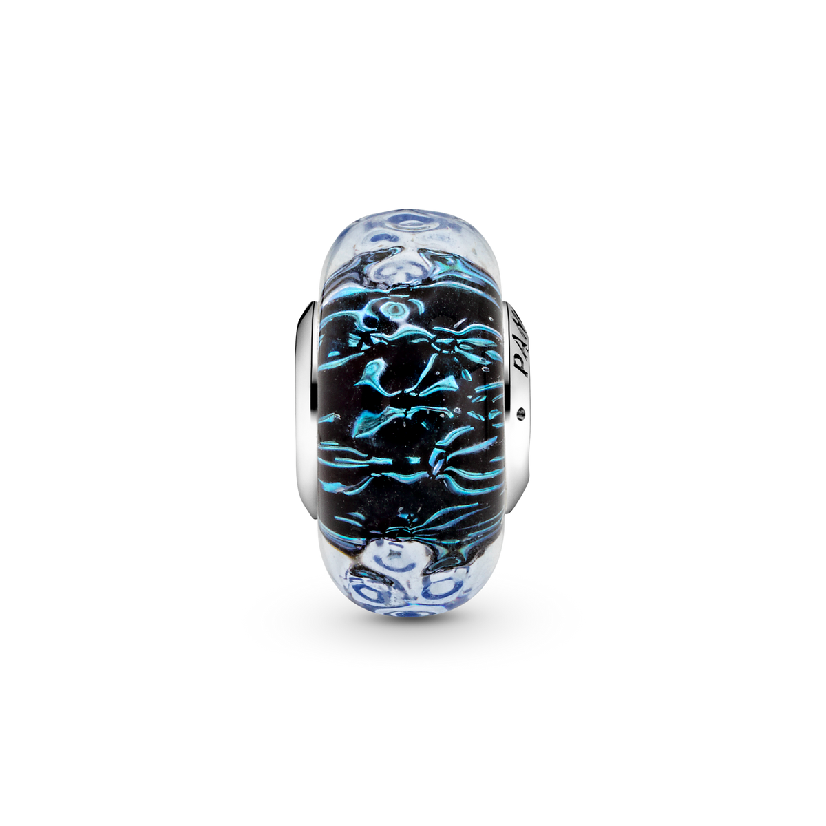 Wavy Dark Blue Murano Glass Ocean Charm