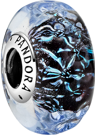 Wavy Dark Blue Murano Glass Ocean Charm