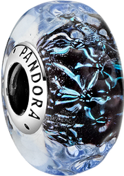 Wavy Dark Blue Murano Glass Ocean Charm