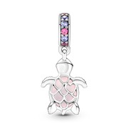 Murano Glass Pink Sea Turtle Dangle Charm