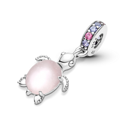 Murano Glass Pink Sea Turtle Dangle Charm