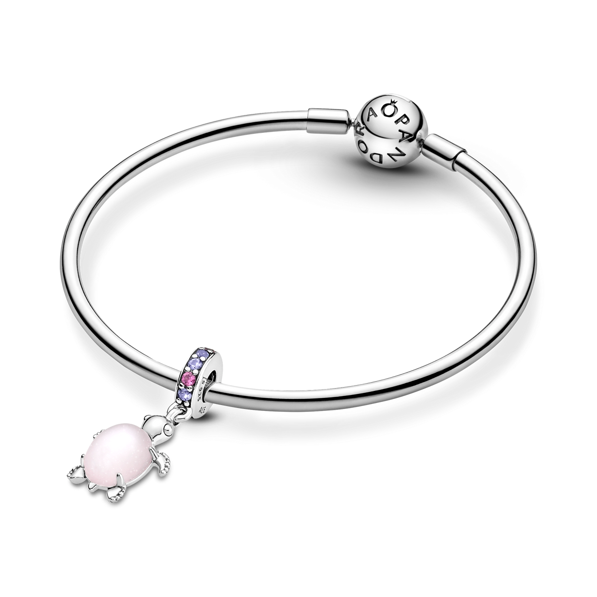Murano Glass Pink Sea Turtle Dangle Charm