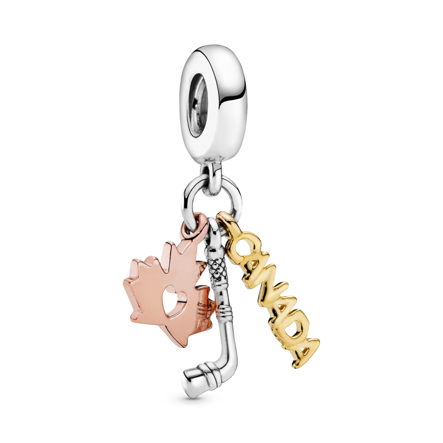 FINAL SALE - Canada, Maple Leaf & Hockey Stick Dangle Charm