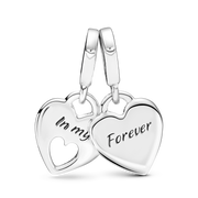 Double Heart Split Dangle Charm