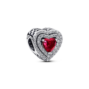 Sparkling Red Heart Dangle Charm Trio