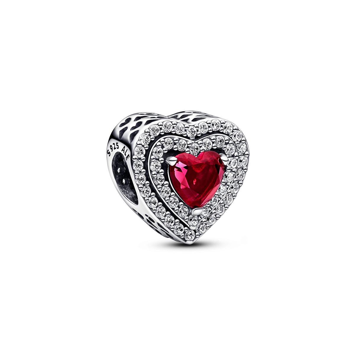 Sparkling Red Heart Dangle Charm Trio