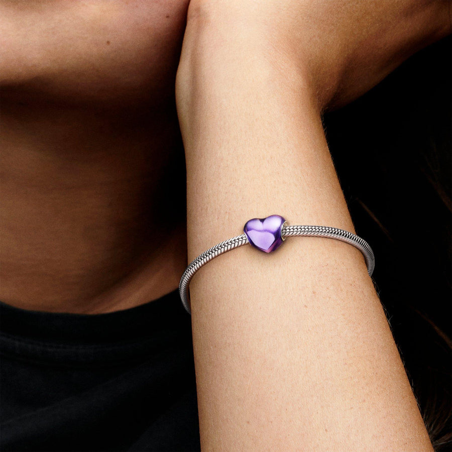 Metallic Purple Heart Charm