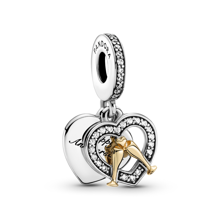 Two-tone Happy Anniversary Dangle Charm