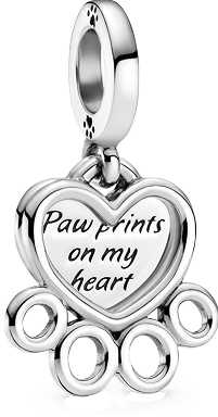 Hearts & Paw Print Dangle Charm