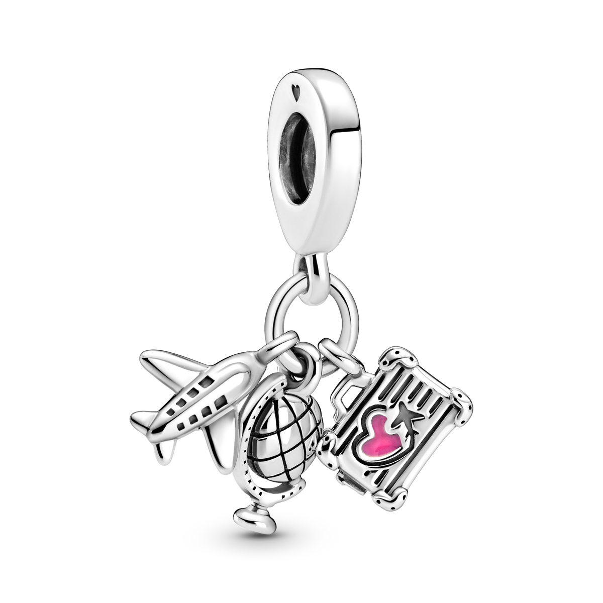 Airplane, Globe & Suitcase Dangle Charm