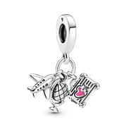 Airplane, Globe & Suitcase Dangle Charm