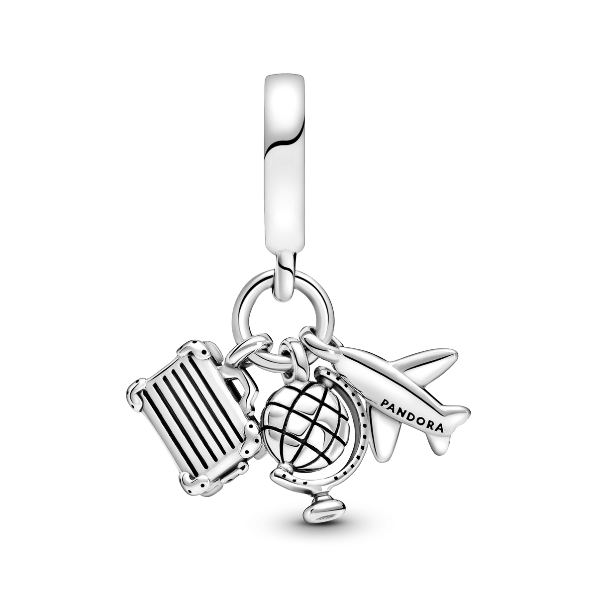 Airplane, Globe & Suitcase Dangle Charm