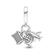 Airplane, Globe & Suitcase Dangle Charm