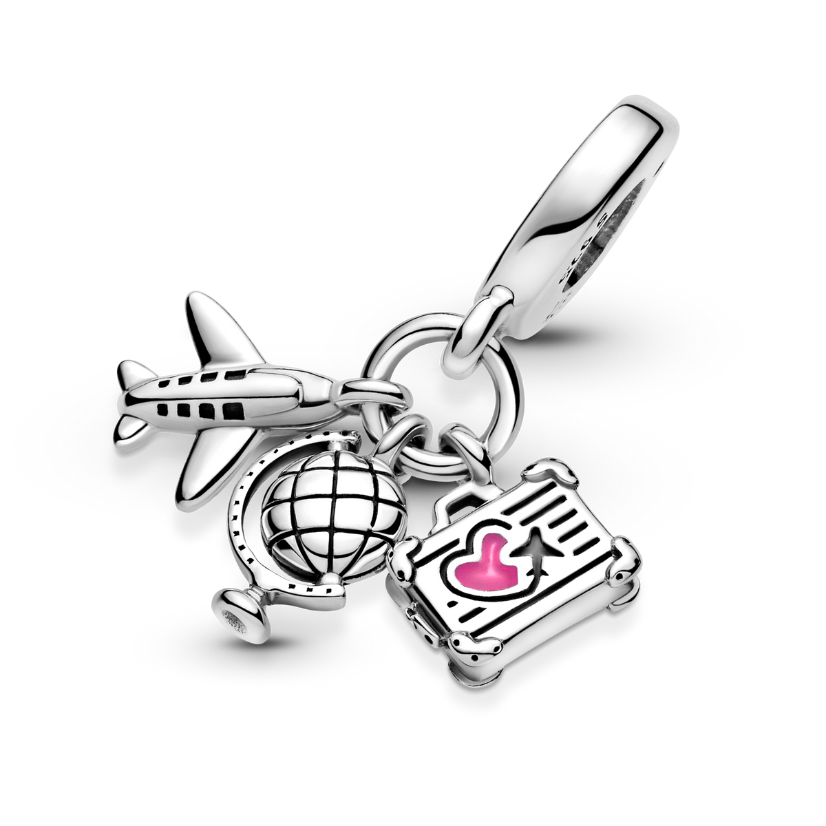 Airplane, Globe & Suitcase Dangle Charm