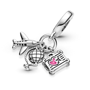 Airplane, Globe & Suitcase Dangle Charm