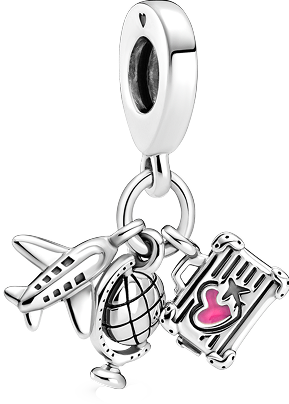 Airplane, Globe & Suitcase Dangle Charm