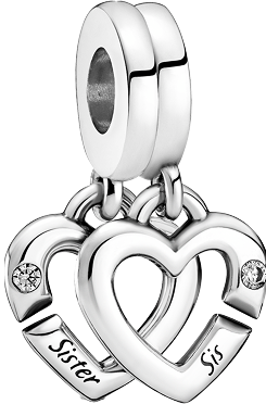 Linked Sister Hearts Split Dangle Charm