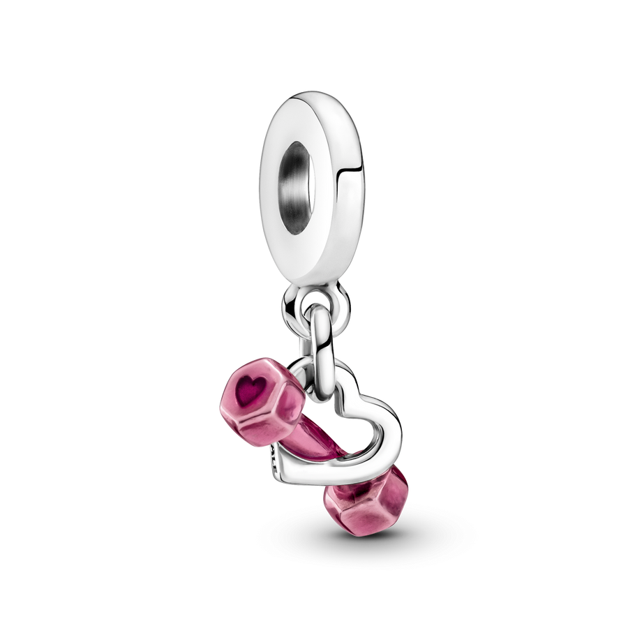 Dumbbell & Heart Dangle Charm