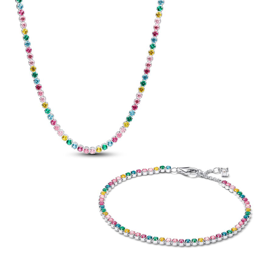 Rainbow Tennis Necklace & Bracelet Set