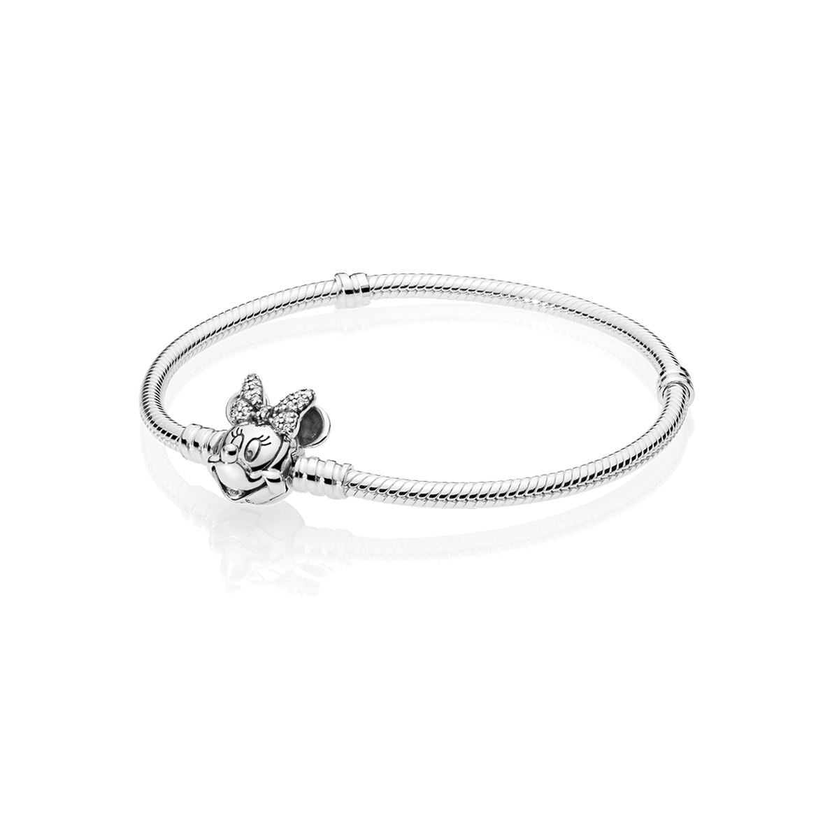 Disney Pandora Moments Pavé Minnie Mouse Clasp Snake Chain Bracelet