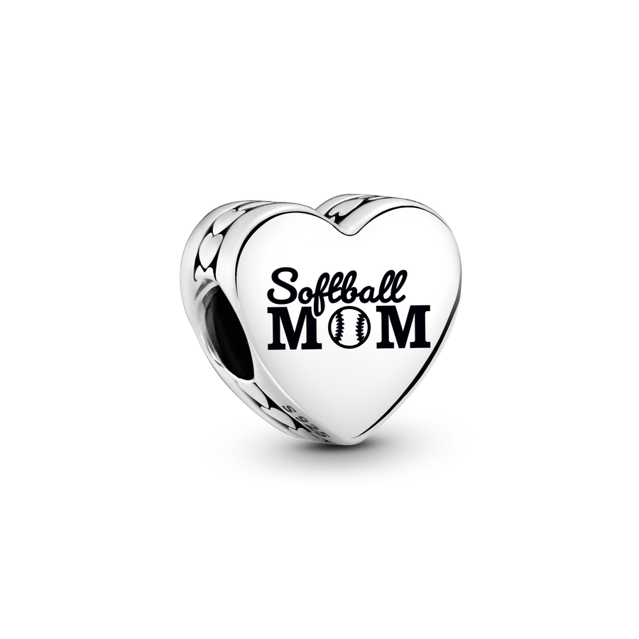 Softball Mom Heart Charm
