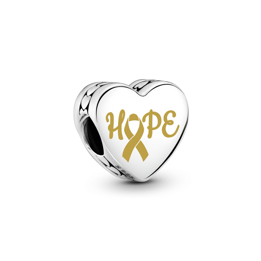 Hope Gold Ribbon Heart Charm