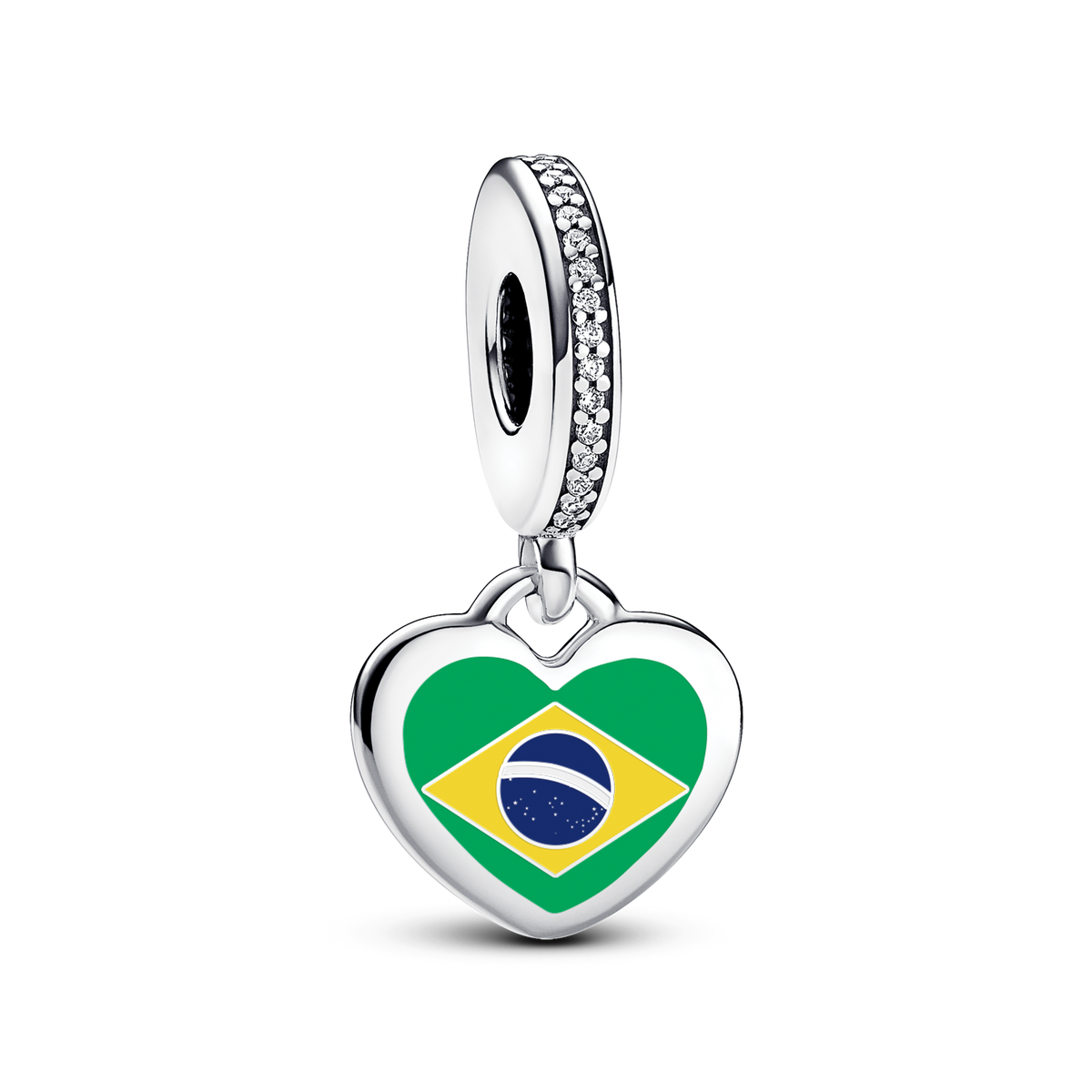 Brazil Flag Heart Charm