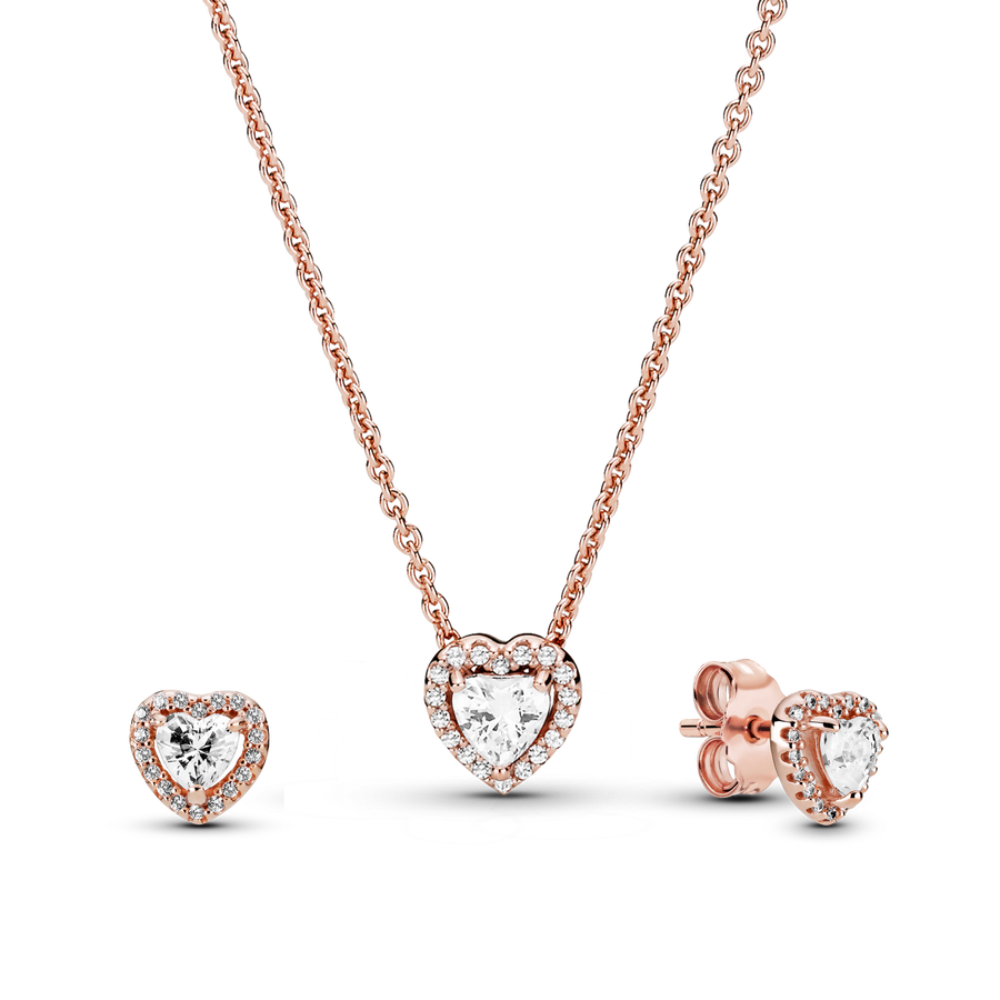 Elevated Heart Necklace & Earrings Set