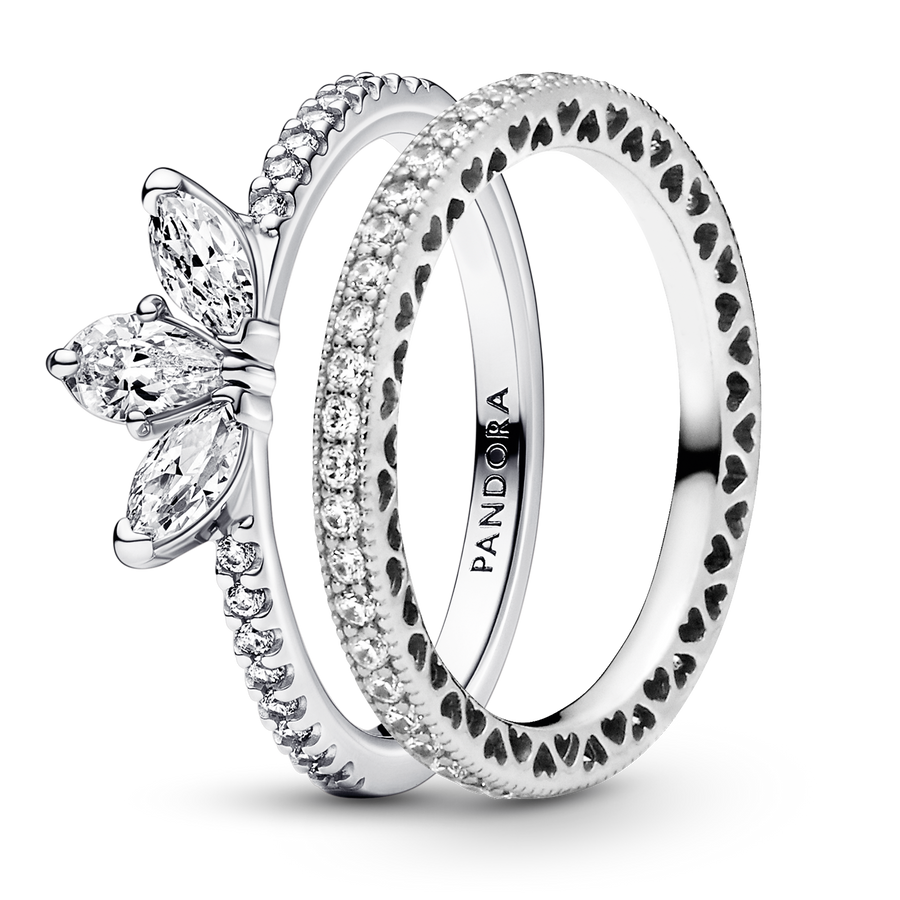 Tear-shaped Tiara Ring Set