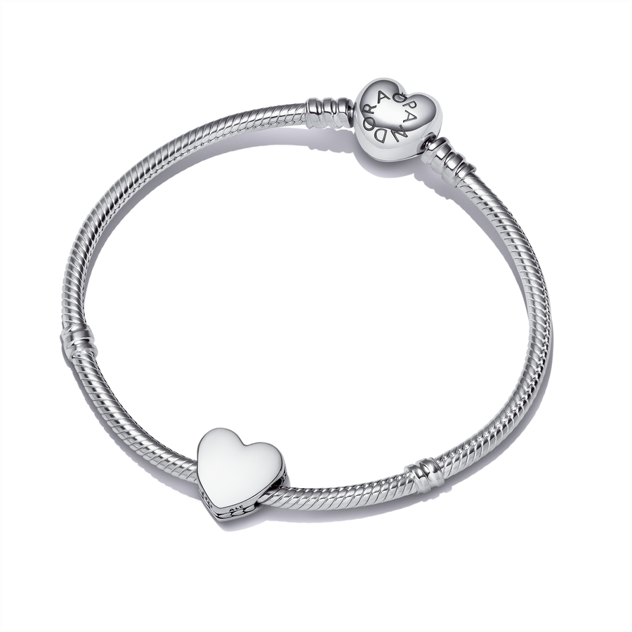 Engravable Heart Charm Bracelet Set