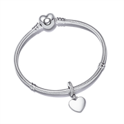Engravable Heart Tag Dangle Charm Bracelet Set