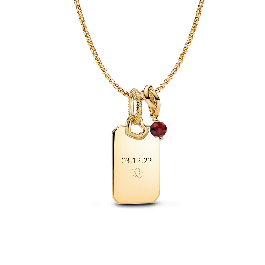 January Engravable Dangle Charm Necklace Set