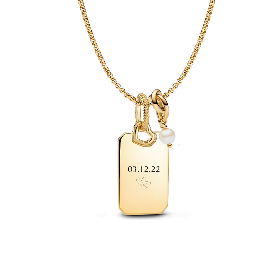 June Engravable  Dangle Charm Necklace Set